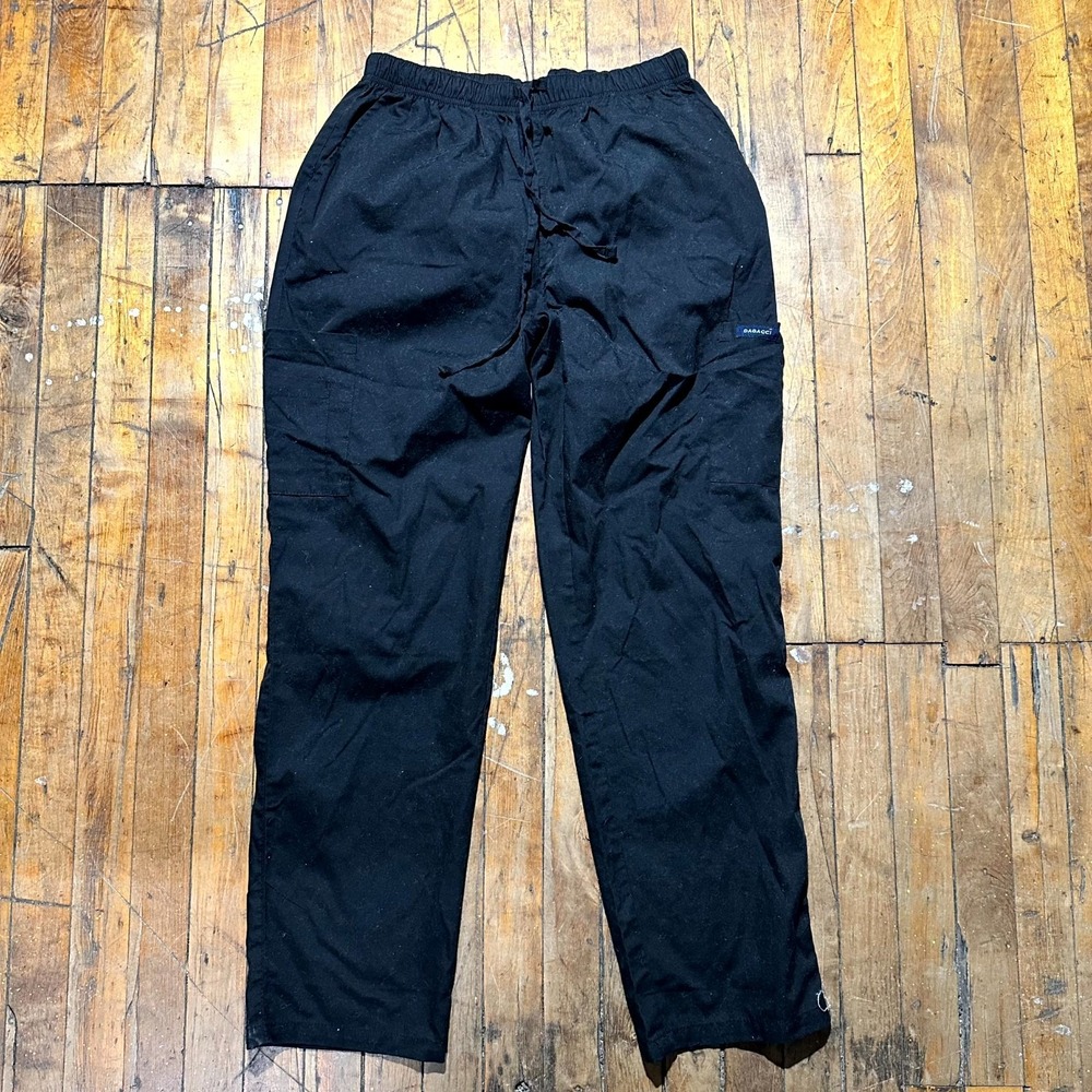 Dagacci Cargo Pants Men's Large Black‎ Solid Regular Fit Pleated Drawstring